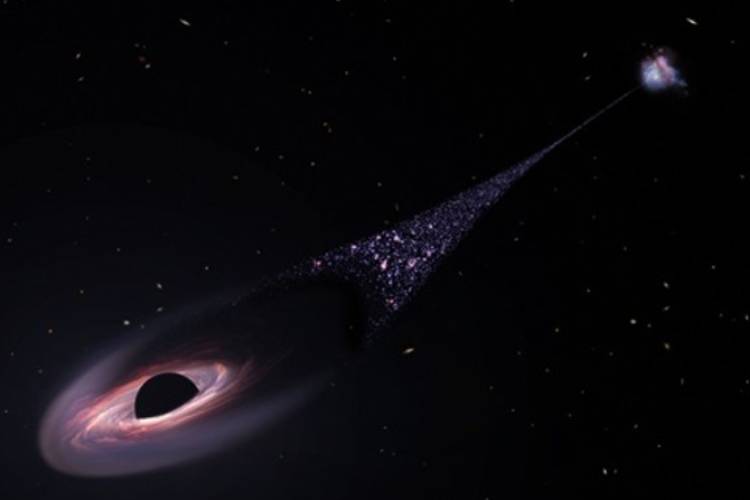 ดูหลุมดำที่วิ่งผ่านอวกาศสร้างดาวดวงใหม่